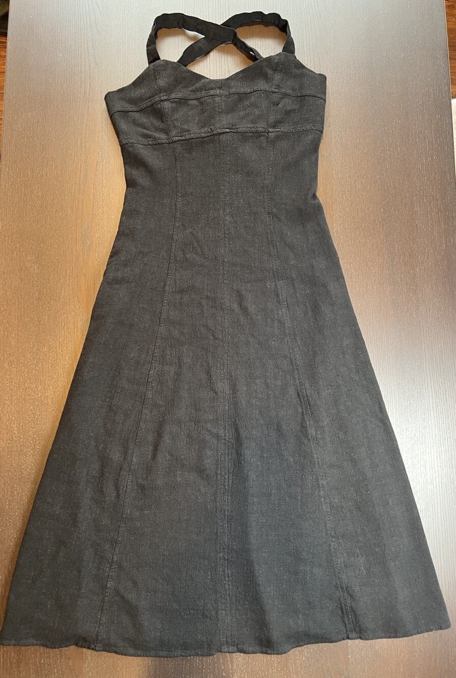 A New Day Linen Blend Black Maxi Dress Boho Beachy Whimsy Women’s Sz Small